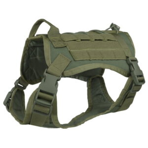 Adjustable Dog Harness with Handle and Buckles – Olive Green