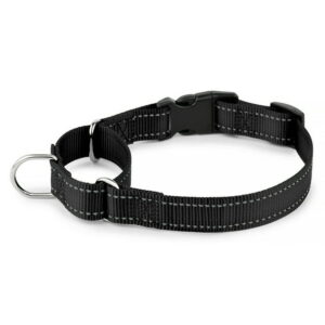 Reflective Martingale Dog Collar with Quick Snap Buckle – Black