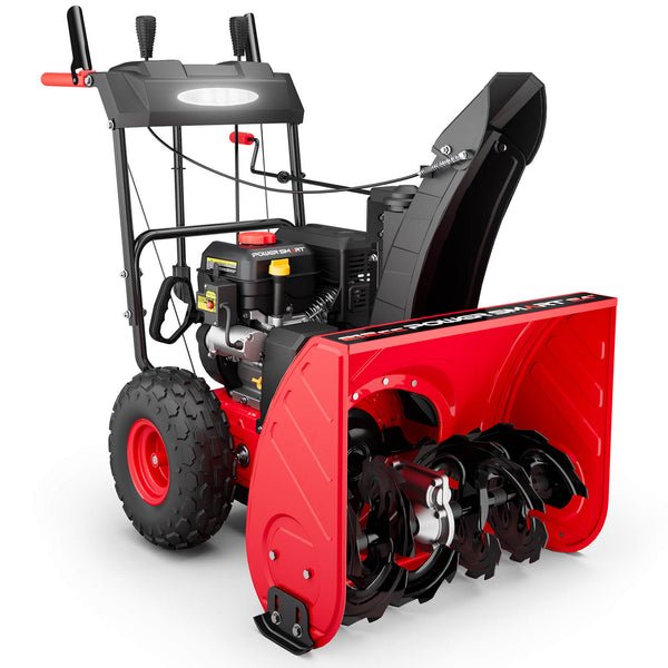 Powersmart Brand New Self-Propelled Gas Snow Blower, 212cc 24 in. Two-Stage with 120v Electric Start and LED Headlight